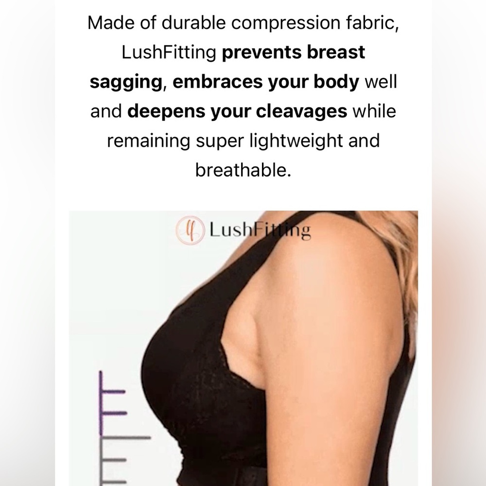 LushFitting Powerful Push-Up Seamless Bra Pure Black - 4XL - NWT - Picture 3 of 16